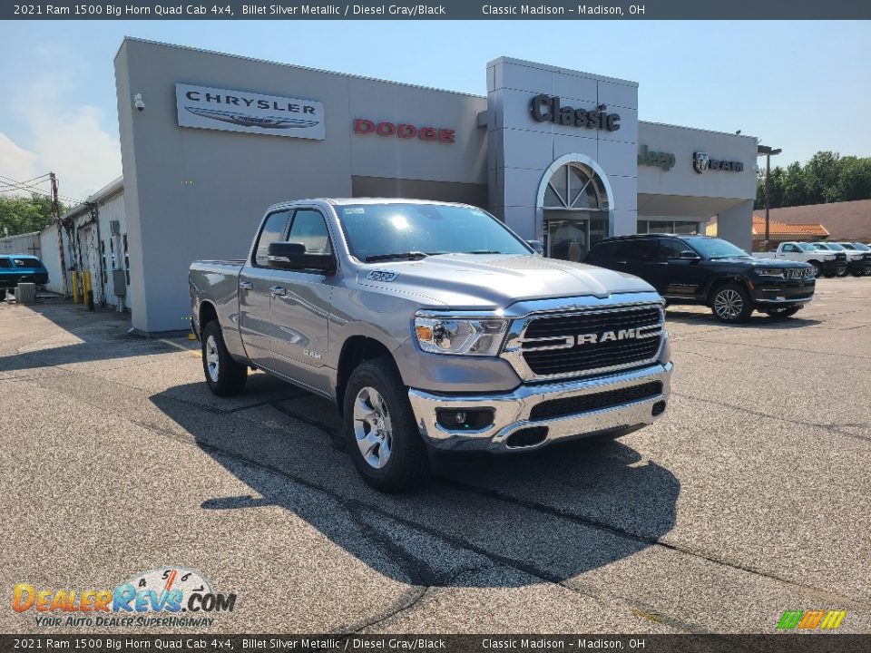 2021 Ram 1500 Big Horn Quad Cab 4x4 Billet Silver Metallic / Diesel Gray/Black Photo #1