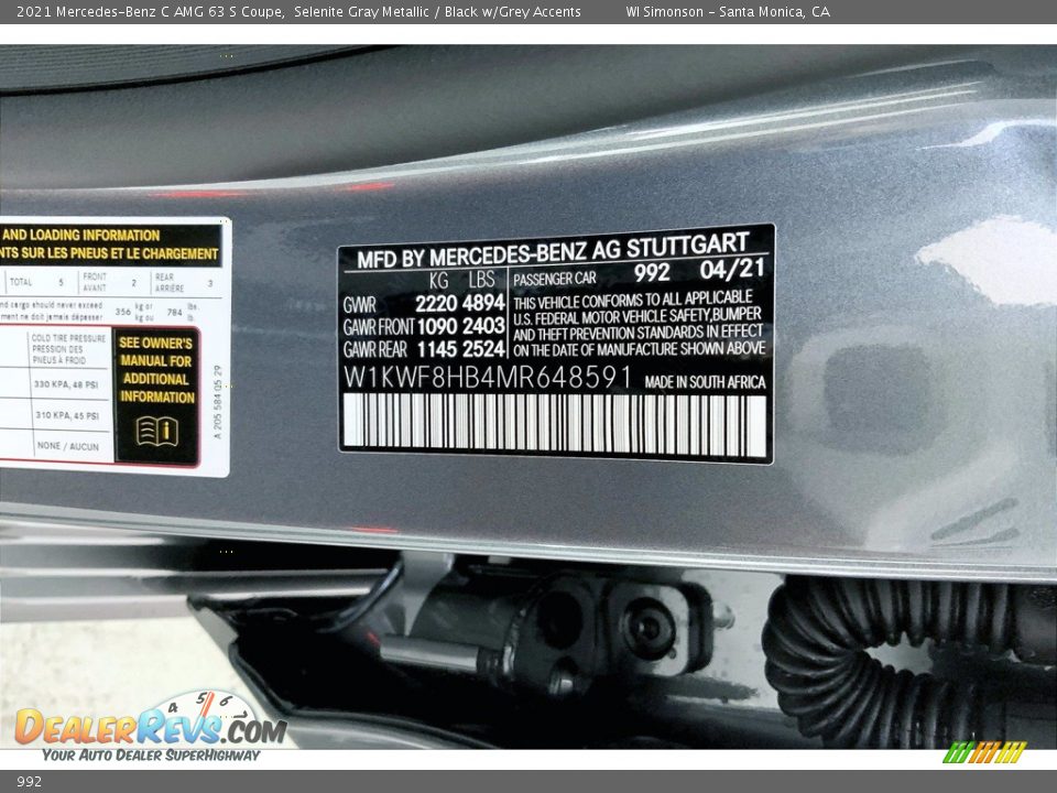 Mercedes-Benz Color Code 992 Selenite Gray Metallic