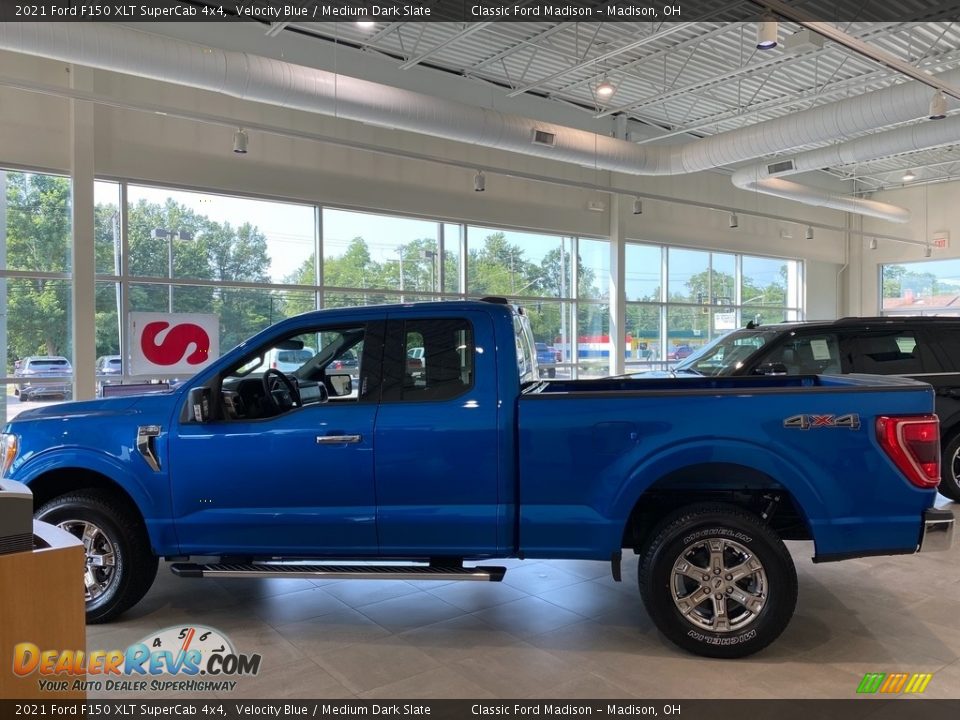 2021 Ford F150 XLT SuperCab 4x4 Velocity Blue / Medium Dark Slate Photo #2