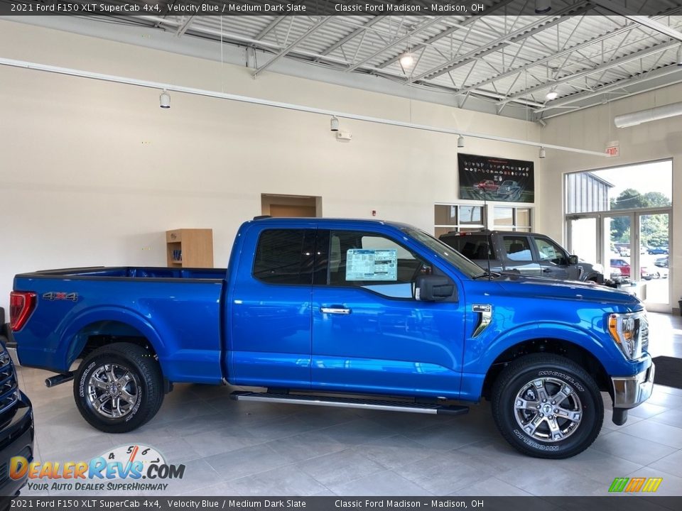 2021 Ford F150 XLT SuperCab 4x4 Velocity Blue / Medium Dark Slate Photo #6