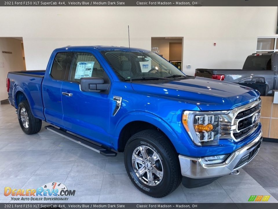 2021 Ford F150 XLT SuperCab 4x4 Velocity Blue / Medium Dark Slate Photo #7