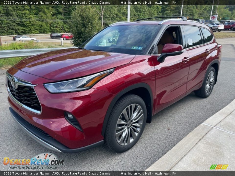 2021 Toyota Highlander Platinum AWD Ruby Flare Pearl / Glazed Caramel Photo #7