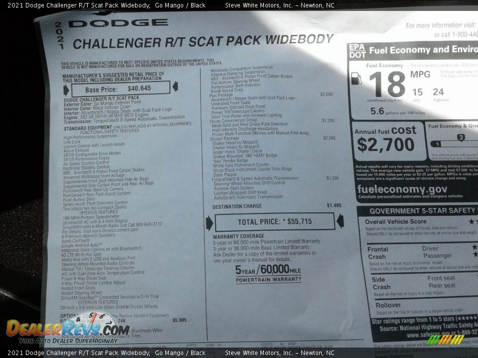 2021 Dodge Challenger R/T Scat Pack Widebody Go Mango / Black Photo #26