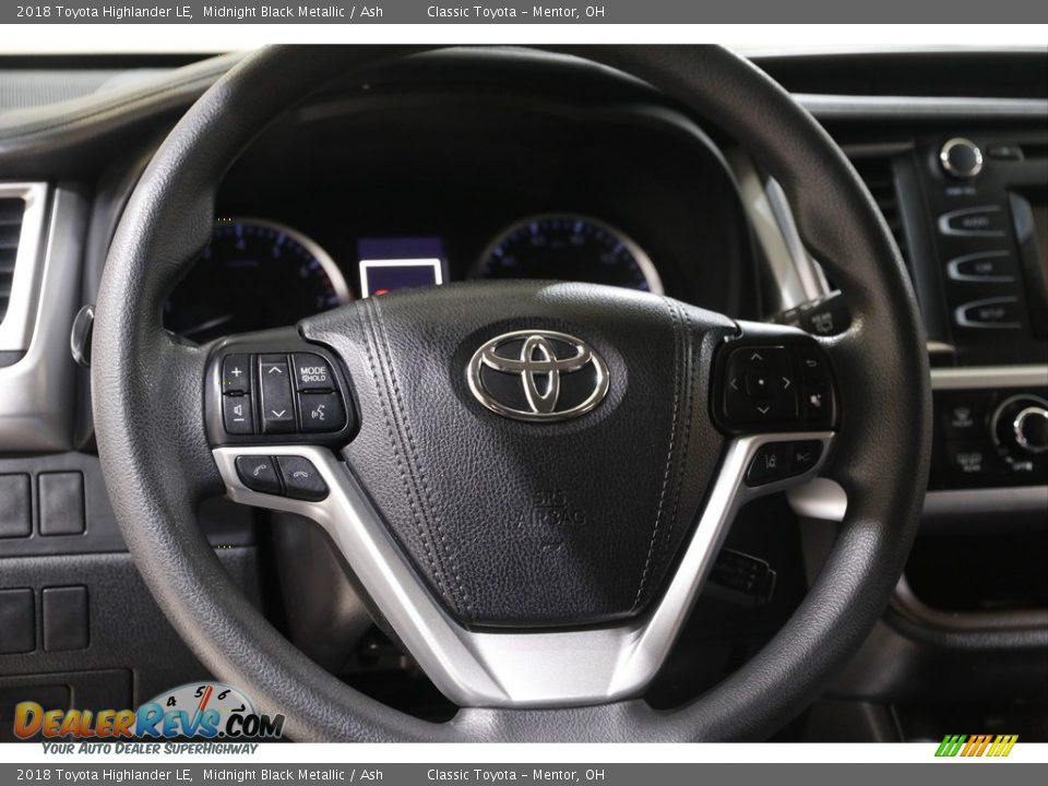 2018 Toyota Highlander LE Midnight Black Metallic / Ash Photo #7