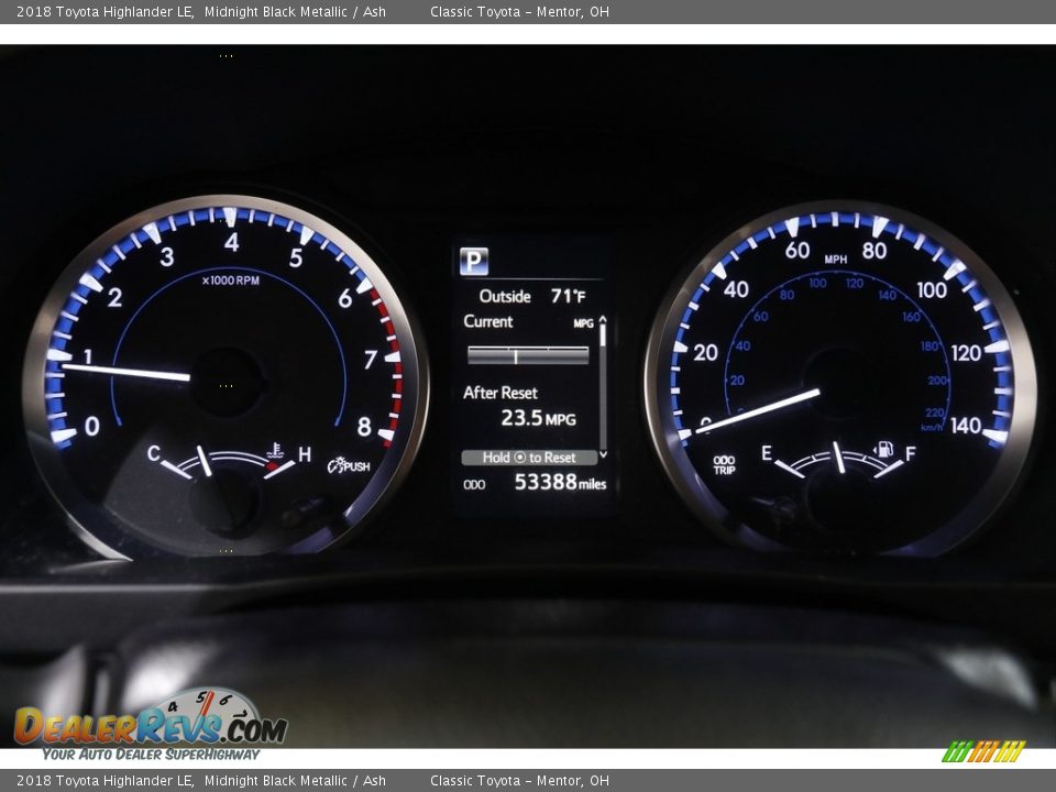 2018 Toyota Highlander LE Midnight Black Metallic / Ash Photo #8