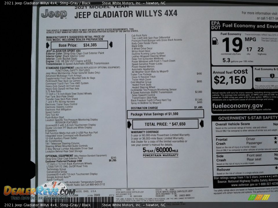 2021 Jeep Gladiator Willys 4x4 Sting-Gray / Black Photo #28