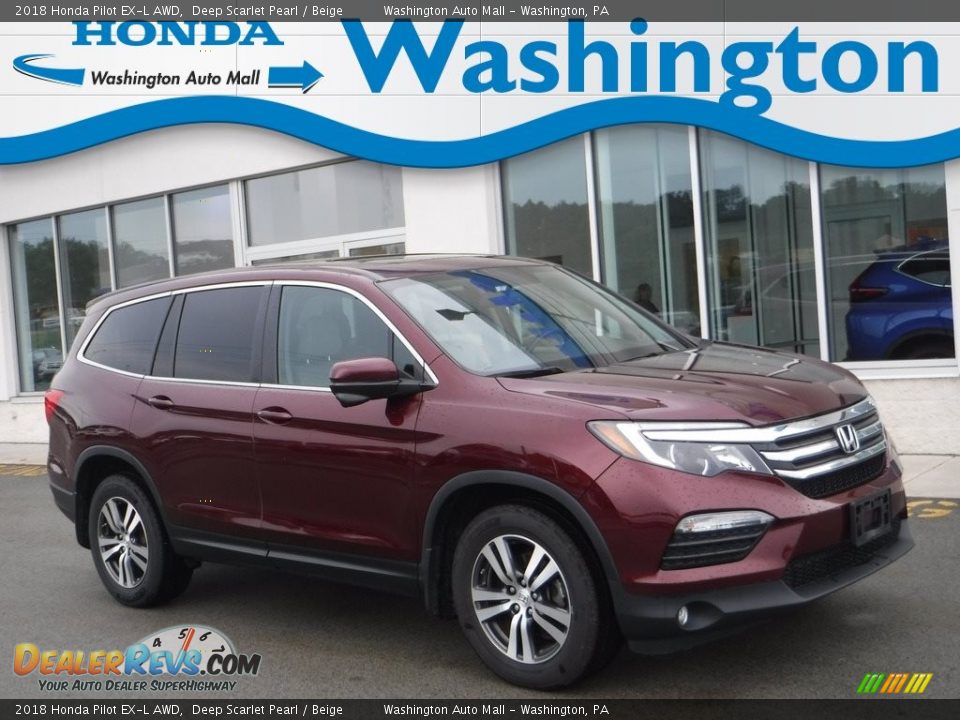 2018 Honda Pilot EX-L AWD Deep Scarlet Pearl / Beige Photo #1