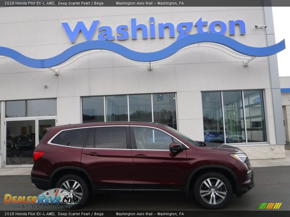 2018 Honda Pilot EX-L AWD Deep Scarlet Pearl / Beige Photo #2