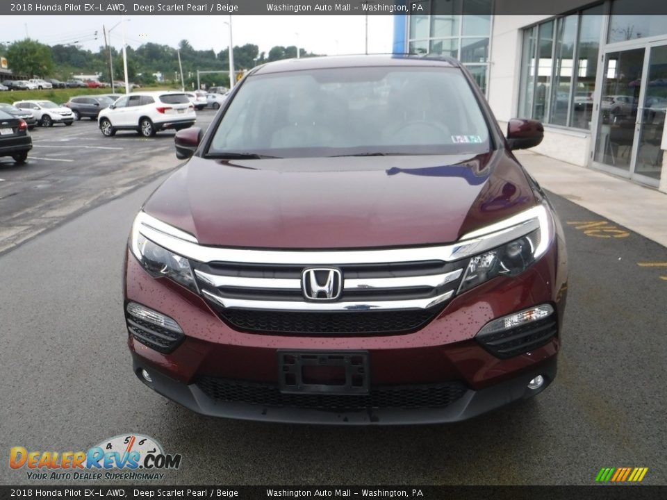 2018 Honda Pilot EX-L AWD Deep Scarlet Pearl / Beige Photo #4