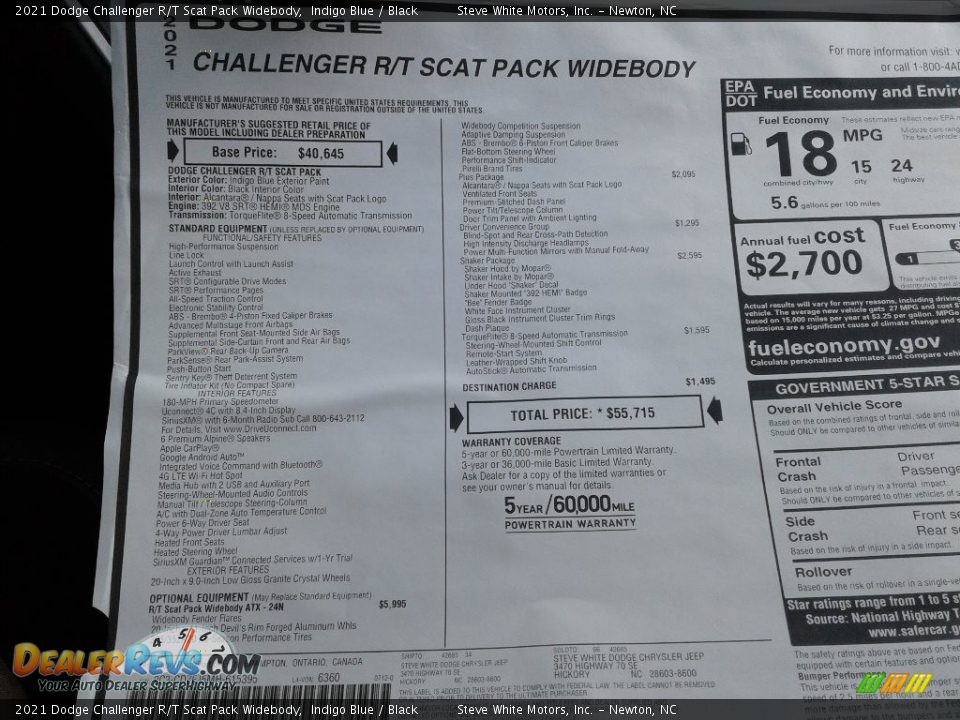 2021 Dodge Challenger R/T Scat Pack Widebody Indigo Blue / Black Photo #26