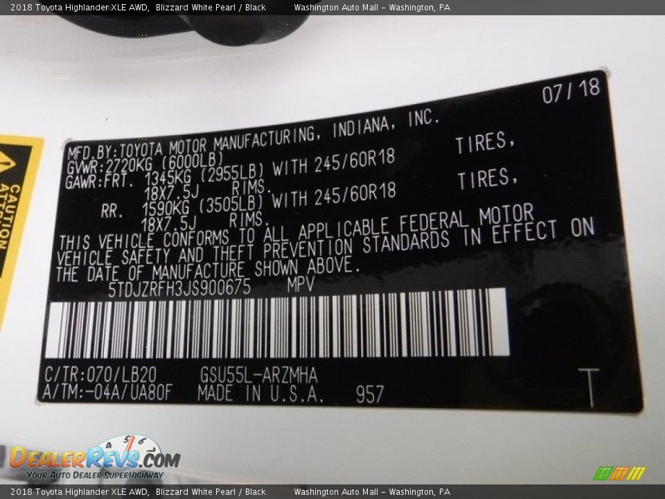 2018 Toyota Highlander XLE AWD Blizzard White Pearl / Black Photo #36