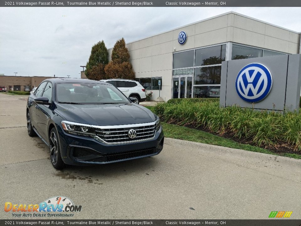 2021 Volkswagen Passat R-Line Tourmaline Blue Metallic / Shetland Beige/Black Photo #1