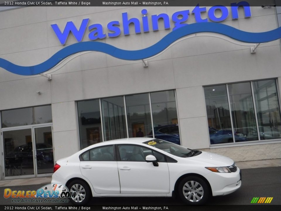 2012 Honda Civic LX Sedan Taffeta White / Beige Photo #2