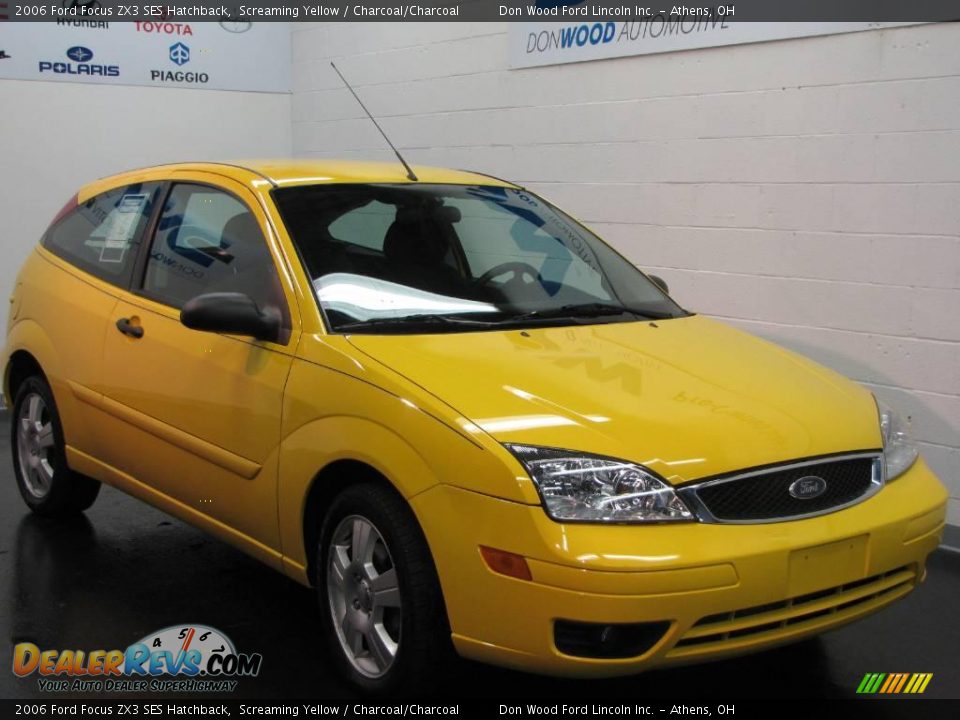 2006 Ford Focus ZX3 SES Hatchback Screaming Yellow / Charcoal/Charcoal Photo #1