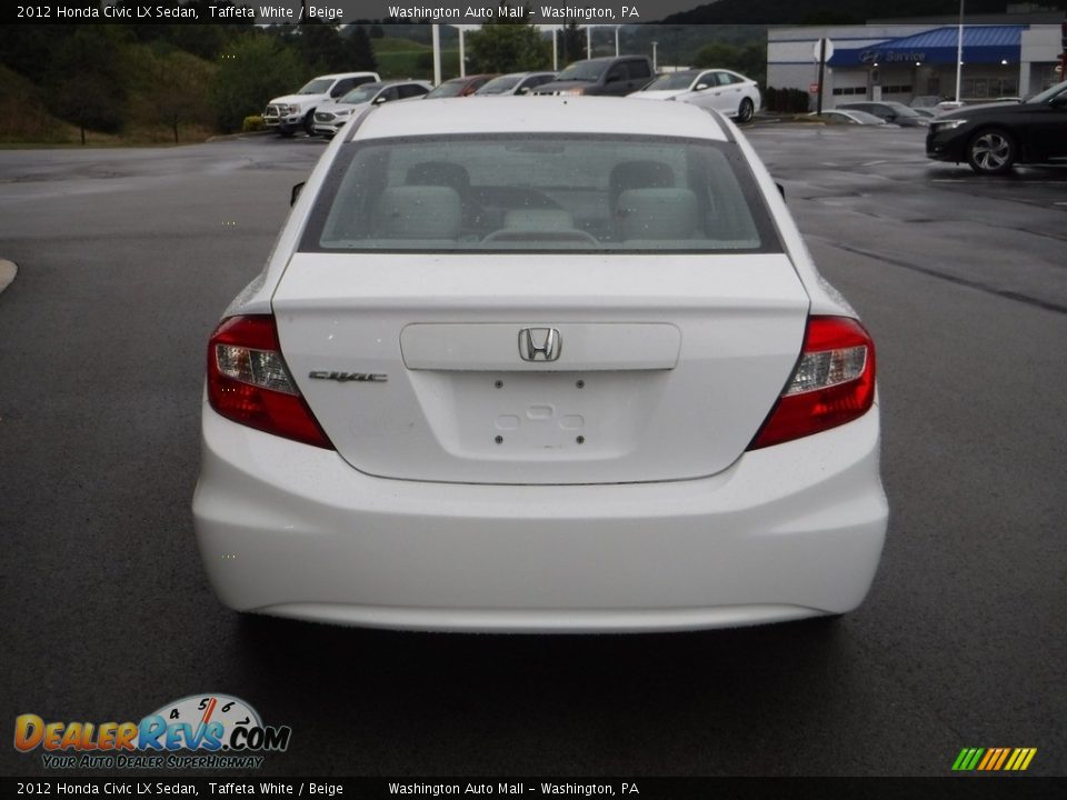 2012 Honda Civic LX Sedan Taffeta White / Beige Photo #8