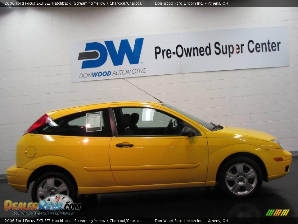 2006 Ford Focus ZX3 SES Hatchback Screaming Yellow / Charcoal/Charcoal Photo #3