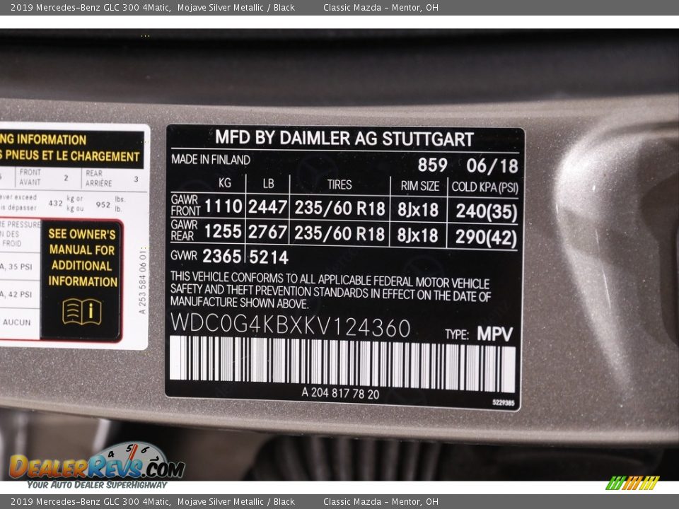 2019 Mercedes-Benz GLC 300 4Matic Mojave Silver Metallic / Black Photo #22