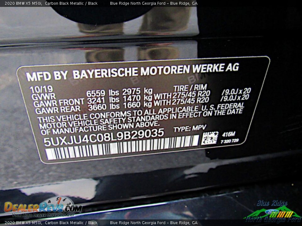 2020 BMW X5 M50i Carbon Black Metallic / Black Photo #28