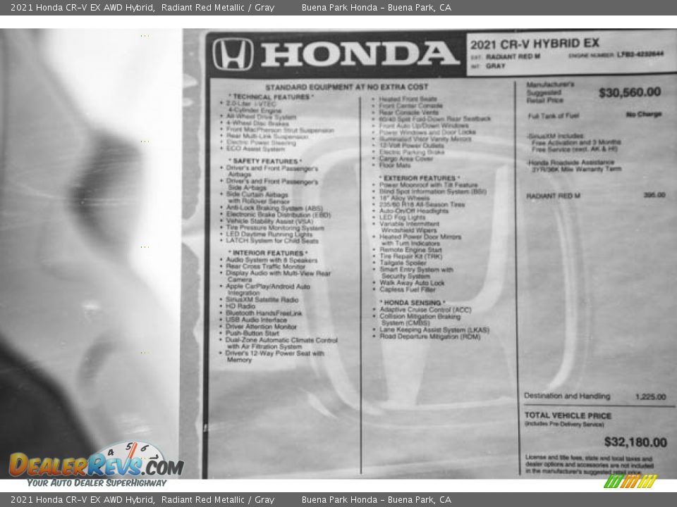 2021 Honda CR-V EX AWD Hybrid Radiant Red Metallic / Gray Photo #36