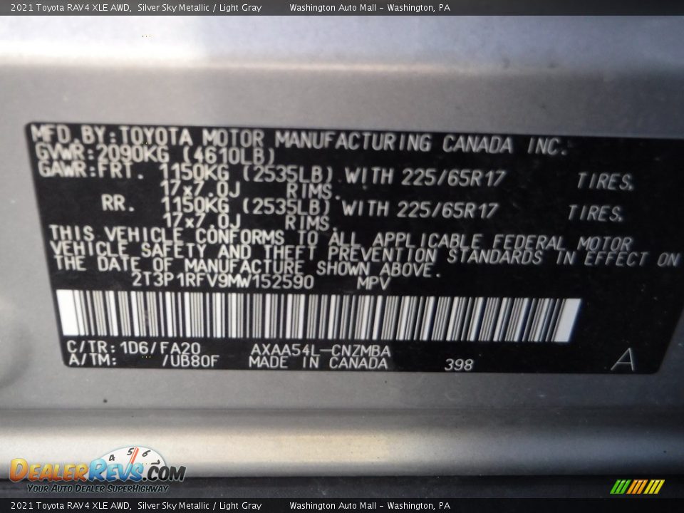 2021 Toyota RAV4 XLE AWD Silver Sky Metallic / Light Gray Photo #32