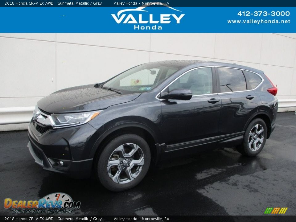 2018 Honda CR-V EX AWD Gunmetal Metallic / Gray Photo #1