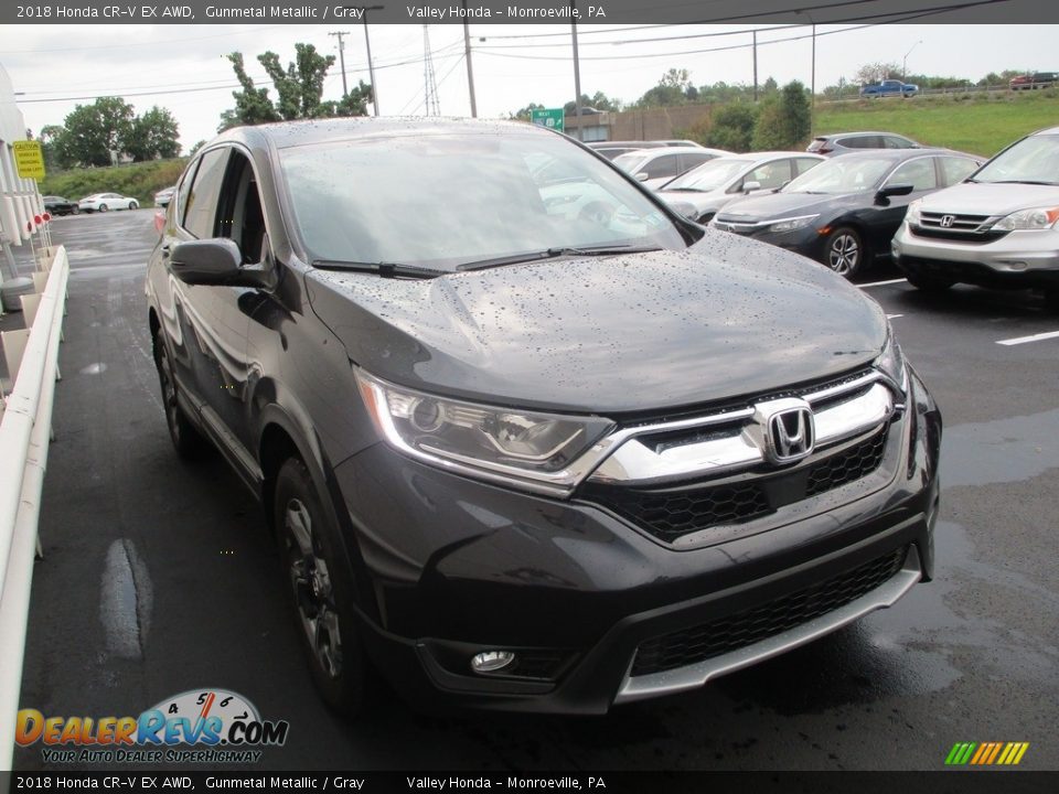 2018 Honda CR-V EX AWD Gunmetal Metallic / Gray Photo #7