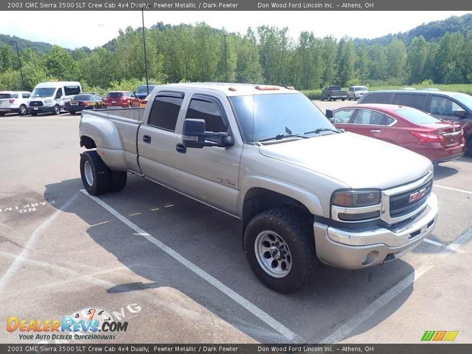 Front 3/4 View of 2003 GMC Sierra 3500 SLT Crew Cab 4x4 Dually Photo #2