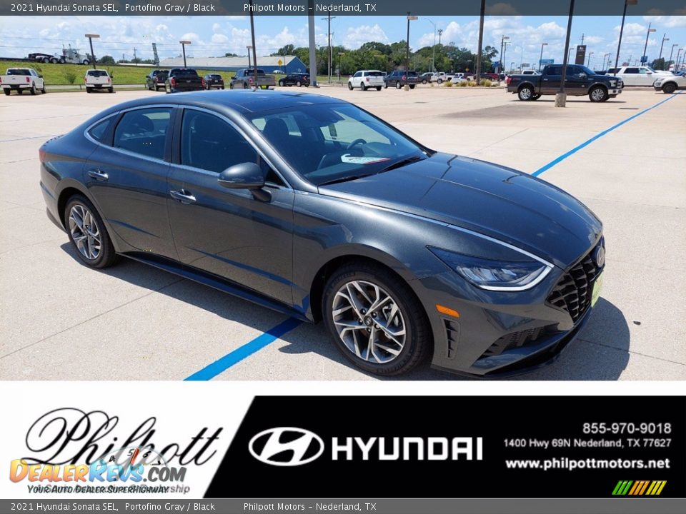 2021 Hyundai Sonata SEL Portofino Gray / Black Photo #1