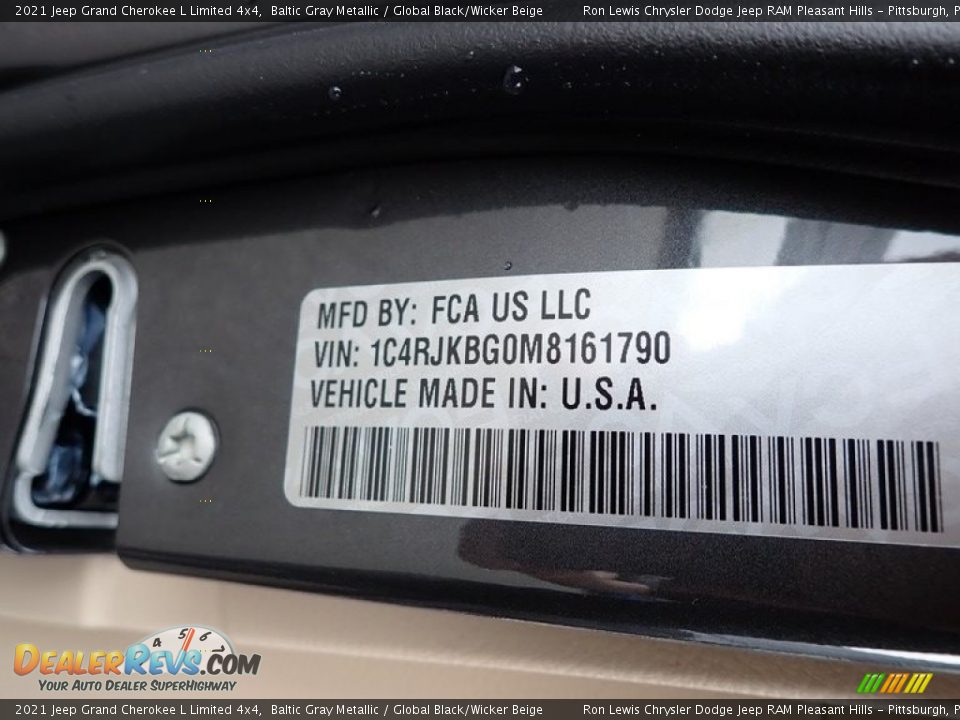 2021 Jeep Grand Cherokee L Limited 4x4 Baltic Gray Metallic / Global Black/Wicker Beige Photo #15