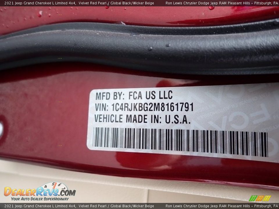 2021 Jeep Grand Cherokee L Limited 4x4 Velvet Red Pearl / Global Black/Wicker Beige Photo #15