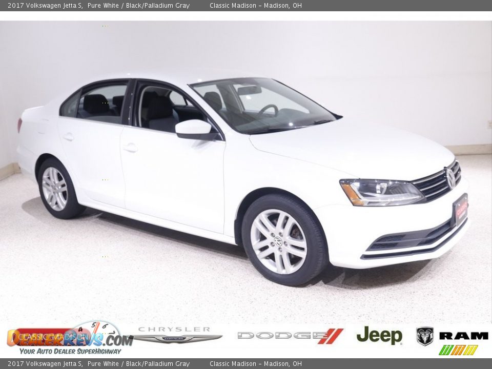 2017 Volkswagen Jetta S Pure White / Black/Palladium Gray Photo #1