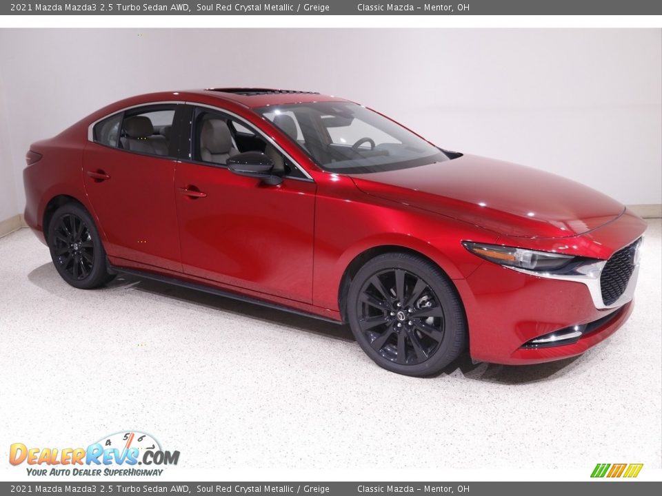 2021 Mazda Mazda3 2.5 Turbo Sedan AWD Soul Red Crystal Metallic / Greige Photo #1