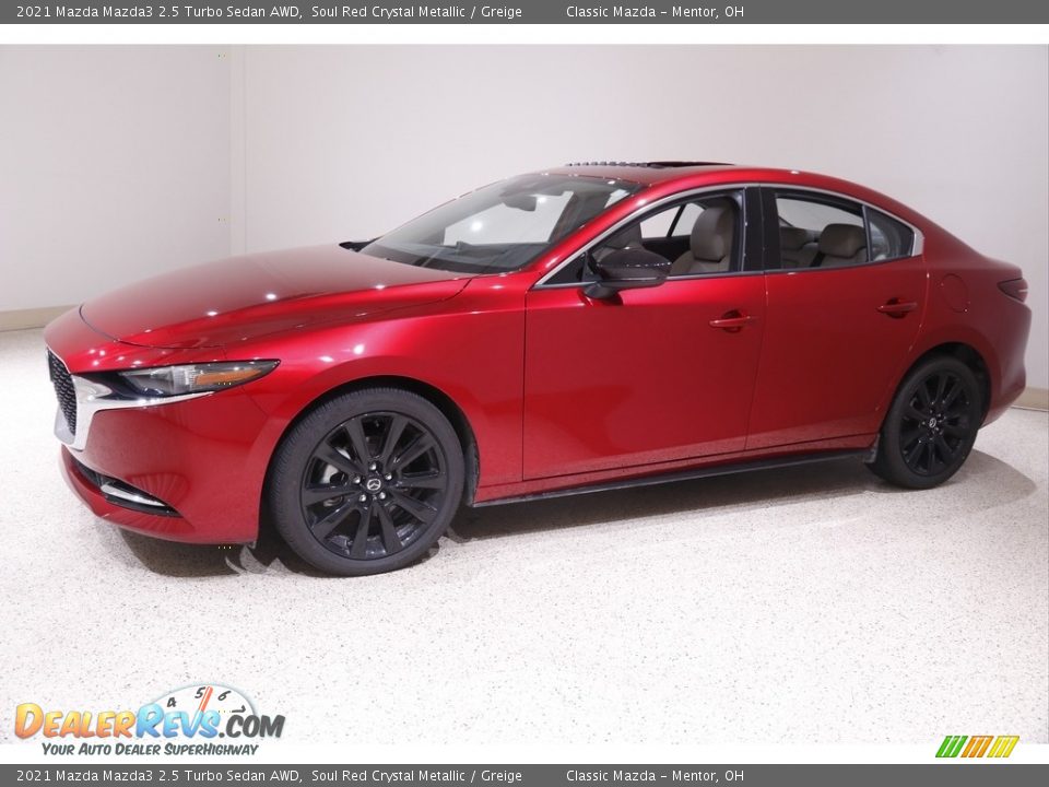 2021 Mazda Mazda3 2.5 Turbo Sedan AWD Soul Red Crystal Metallic / Greige Photo #3
