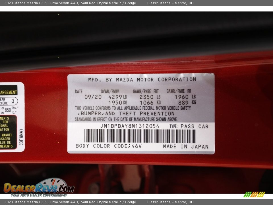 2021 Mazda Mazda3 2.5 Turbo Sedan AWD Soul Red Crystal Metallic / Greige Photo #20