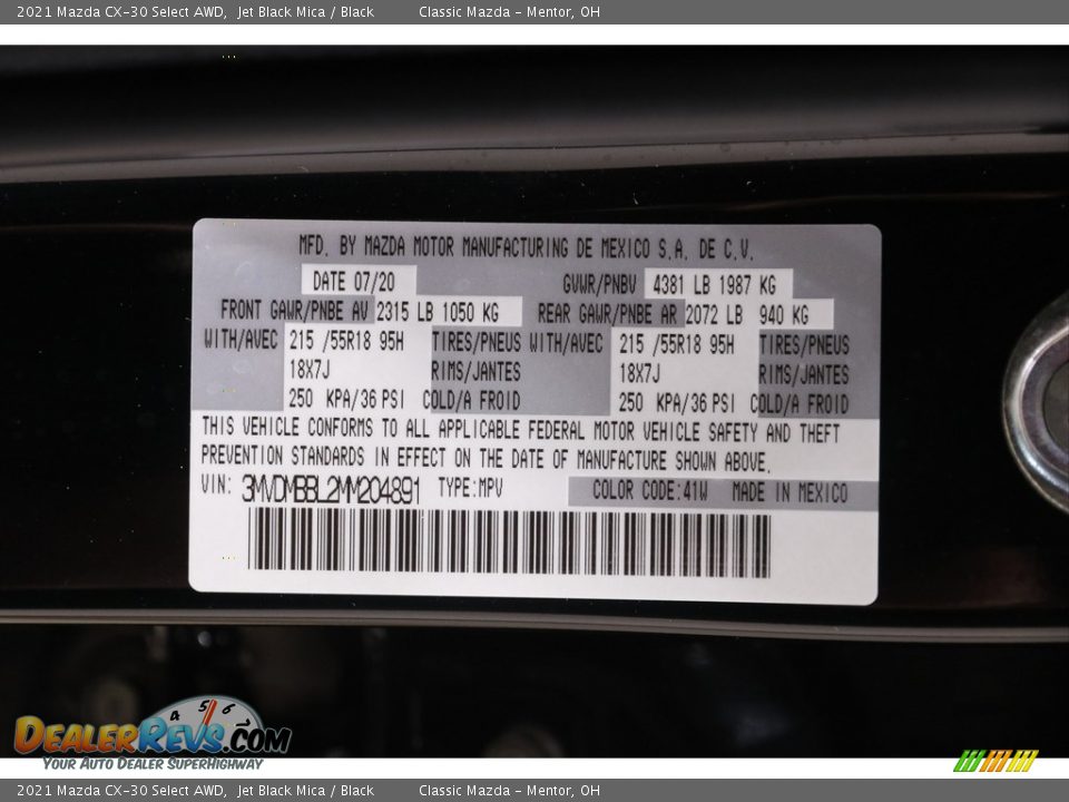 2021 Mazda CX-30 Select AWD Jet Black Mica / Black Photo #18