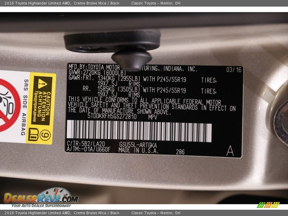 2016 Toyota Highlander Limited AWD Creme Brulee Mica / Black Photo #22