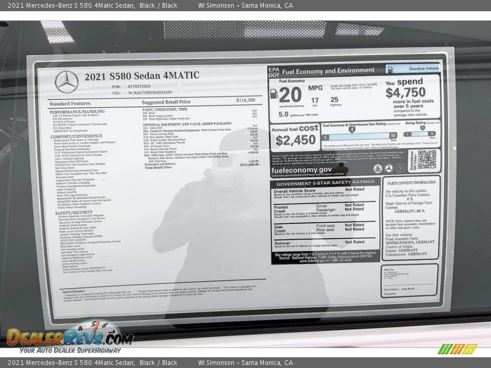 2021 Mercedes-Benz S 580 4Matic Sedan Black / Black Photo #13
