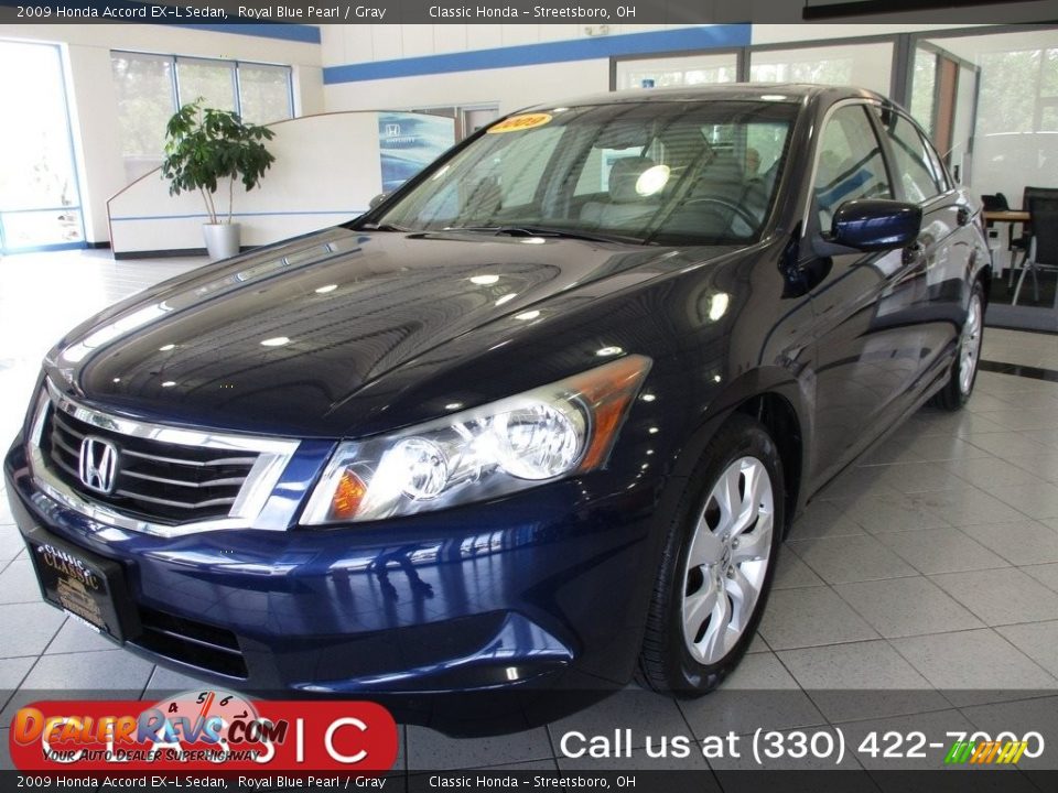 2009 Honda Accord EX-L Sedan Royal Blue Pearl / Gray Photo #1