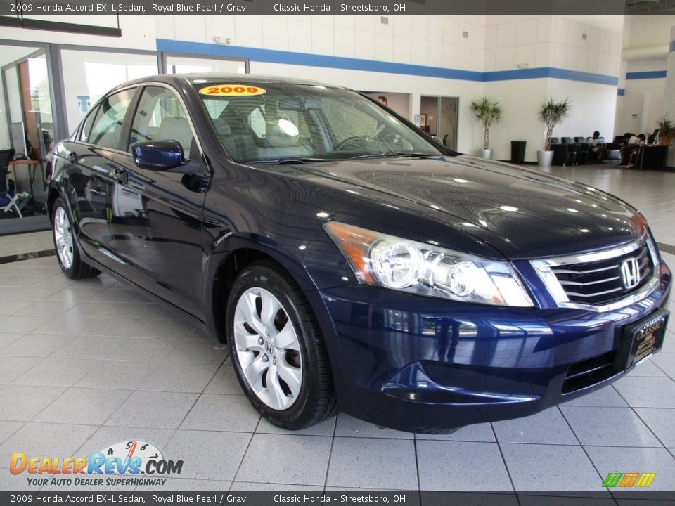 2009 Honda Accord EX-L Sedan Royal Blue Pearl / Gray Photo #3