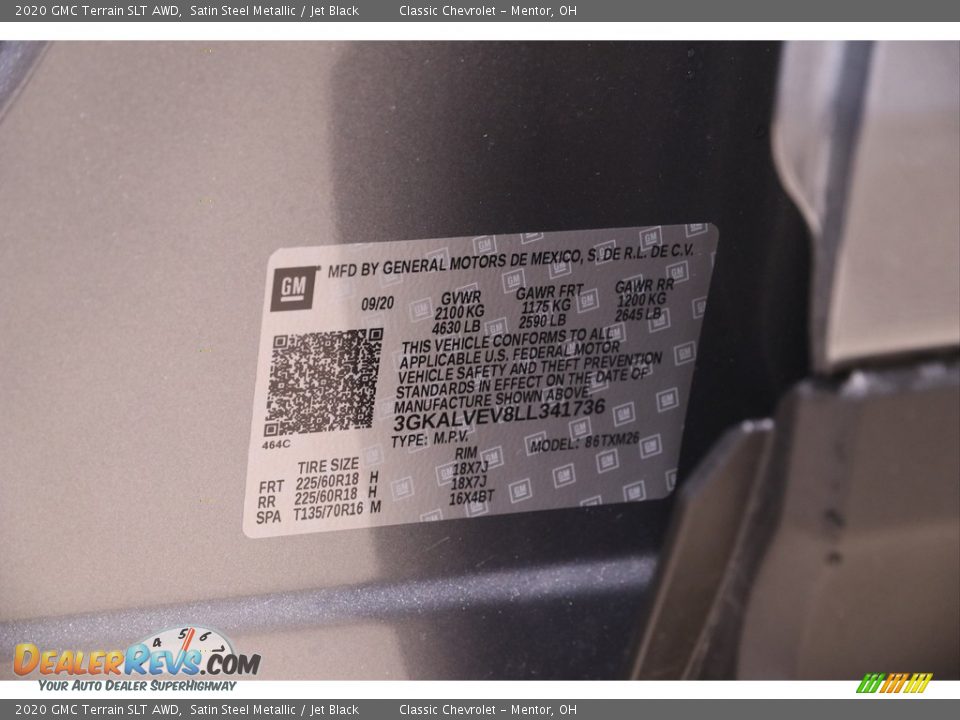 2020 GMC Terrain SLT AWD Satin Steel Metallic / Jet Black Photo #19