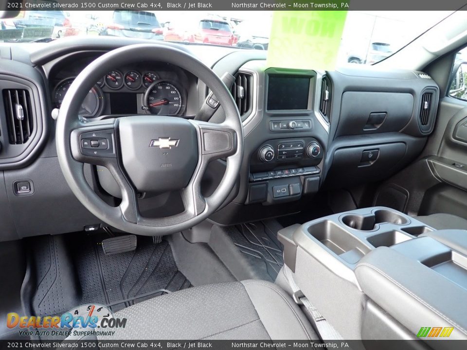 Jet Black Interior - 2021 Chevrolet Silverado 1500 Custom Crew Cab 4x4 Photo #12