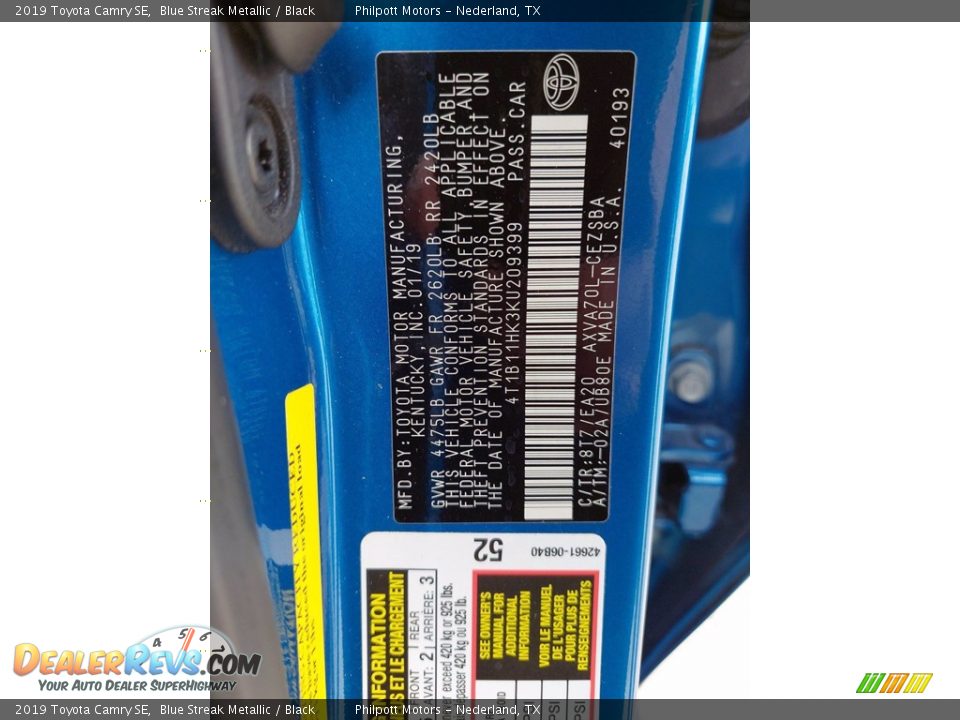 2019 Toyota Camry SE Blue Streak Metallic / Black Photo #30