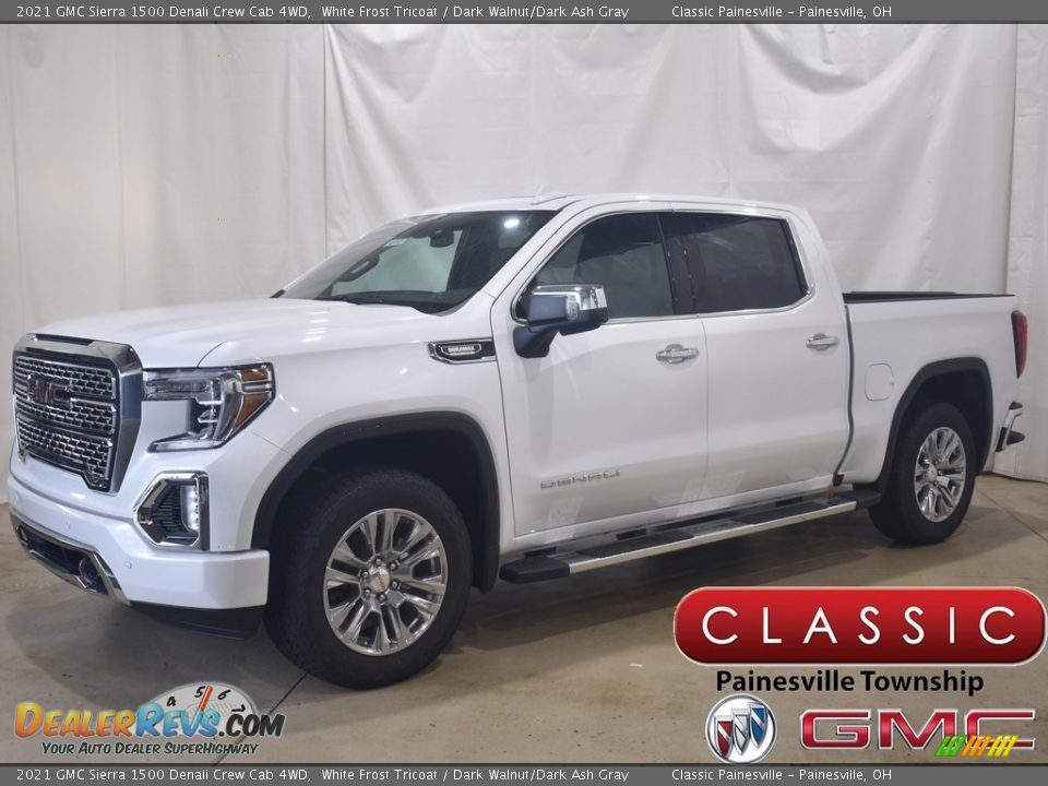 2021 GMC Sierra 1500 Denali Crew Cab 4WD White Frost Tricoat / Dark Walnut/Dark Ash Gray Photo #1