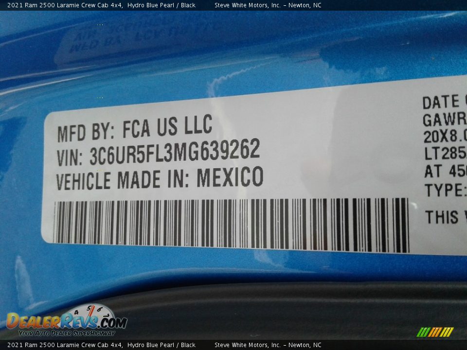 2021 Ram 2500 Laramie Crew Cab 4x4 Hydro Blue Pearl / Black Photo #35