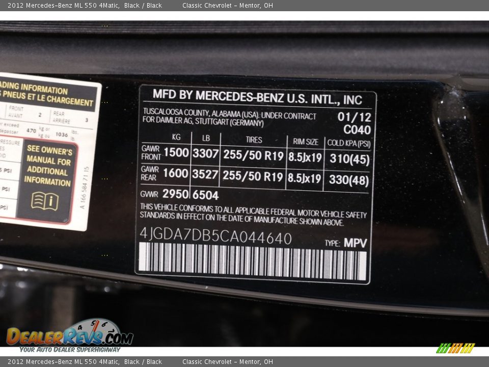 2012 Mercedes-Benz ML 550 4Matic Black / Black Photo #19