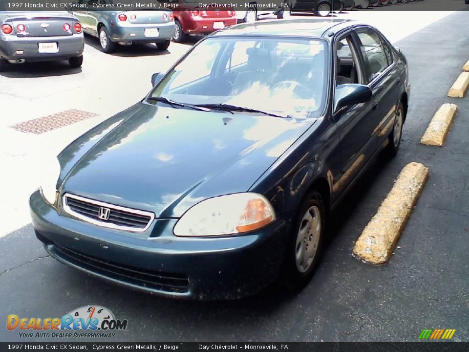 1997 Honda Civic EX Sedan Cypress Green Metallic / Beige Photo #3