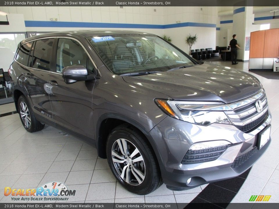 2018 Honda Pilot EX-L AWD Modern Steel Metallic / Black Photo #3