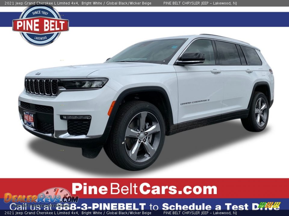 2021 Jeep Grand Cherokee L Limited 4x4 Bright White / Global Black/Wicker Beige Photo #1
