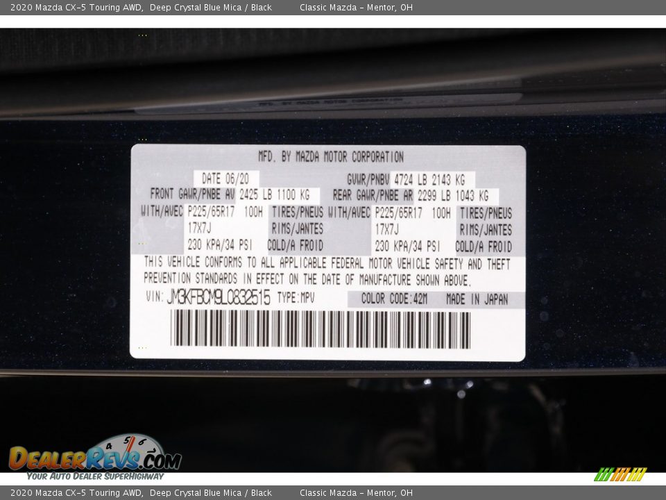 2020 Mazda CX-5 Touring AWD Deep Crystal Blue Mica / Black Photo #19