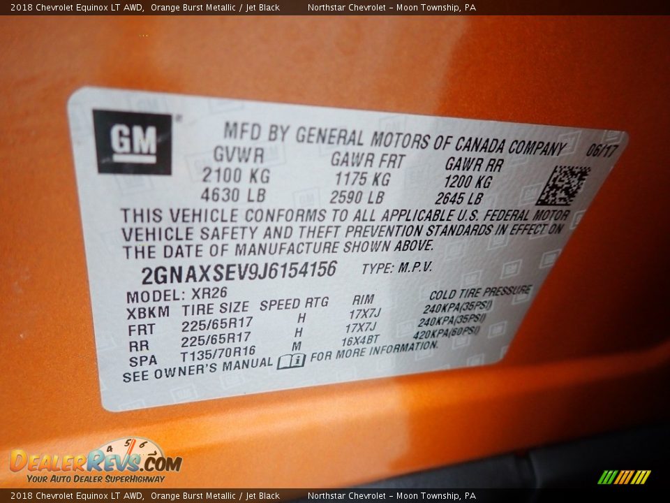 2018 Chevrolet Equinox LT AWD Orange Burst Metallic / Jet Black Photo #28